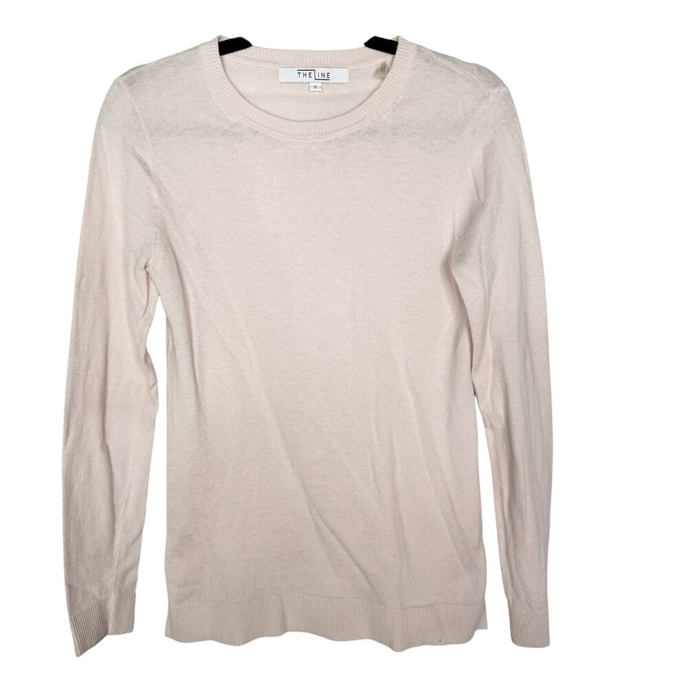 The Line Womens Small Sunkissed Pink Balbina Crew Neck Sweater Cotton Silk Nylon